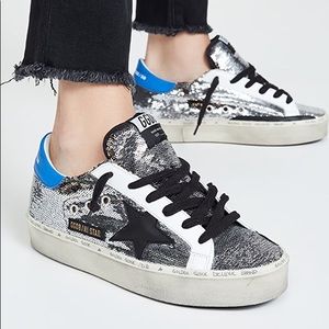 Golden Goose Leopard Silver Sequin Hi Star Sneaker